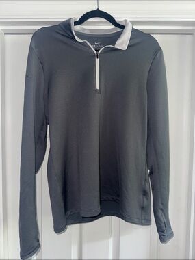 Nike Dark Gray and White Dri-FIT Quarter Zip Pullover